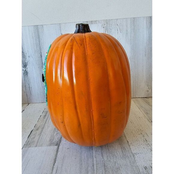 Sugar skull pumpkin jack-o'-lantern beaded Halloween unique decor prop - Picture 2 of 7